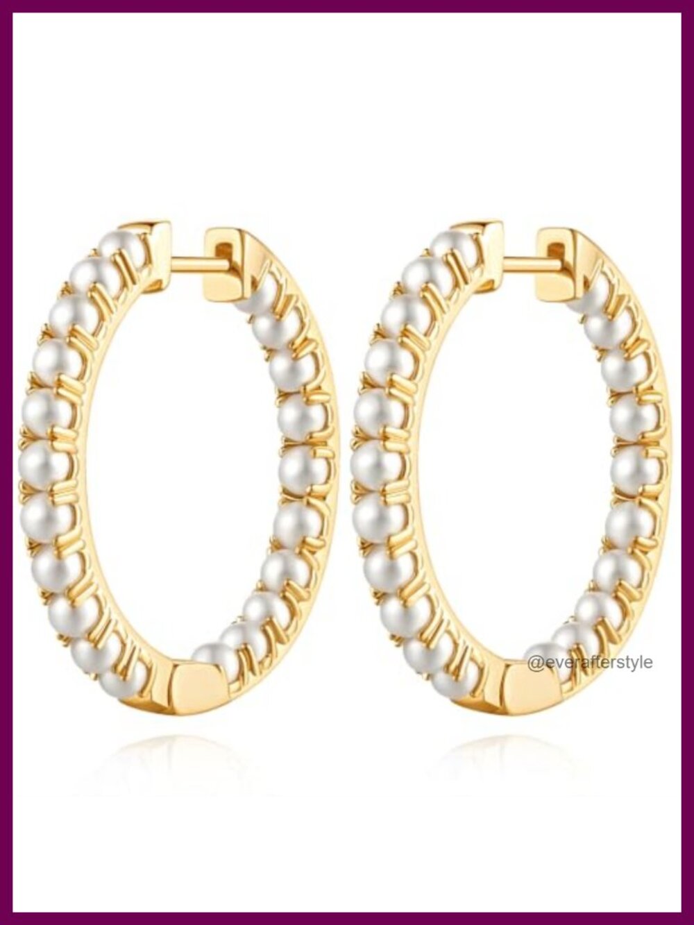 14K Gold Plated Pearl Hoop Earrings for Women - Elegant Small Hoops